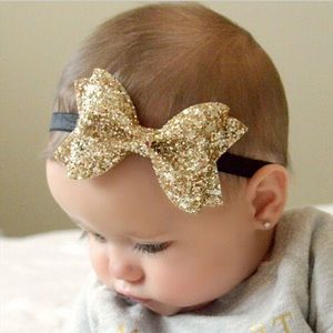 Olivia gold or bronze glitter bow